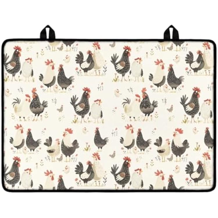 Stove Top Cover for Electric Stove Heat-proof Induction Cooktop Protector Stovetop Mat Oil-Proof Ceramic Top Stove Cover 29.18 x 20.96 inch, Chicken Rooster Flower Creamy White