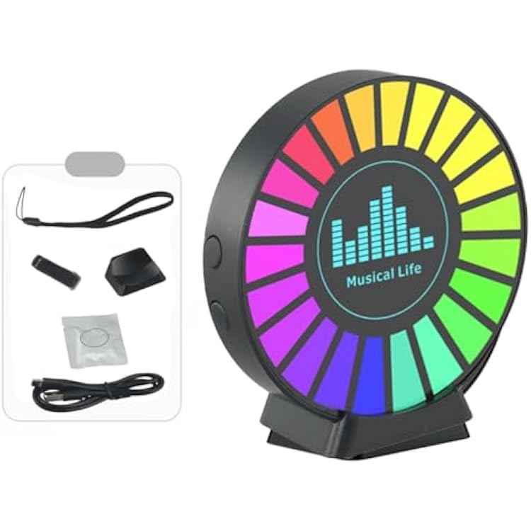 Vibration Noise Detection Device with RGB Voice-Control Light, 2K HD Quality, Microphone Pickup, Atmosphere LED Effects for Paranormal Investigation and Spirit-Research, Black