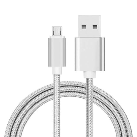 Braided USB Cable Charging Cord/Charger Power Lead Wire Compatible with Pax A920 Wireless POS Terminal/White / (2m / 6.6ft)