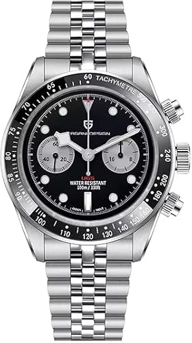 RollsTimi Pagani Design PD1718 Men's Chronograph Watch VK64 Meca Quartz Movement, Sapphire Crystal, 100M Waterproof, Stainless Steel Panda Dial Sports Watch.