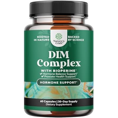 Pure DIM Supplement for Men with Bioperine - DIM Estrogen Blocker for Men for Hormone Balance & Prostate Health - Diindolylmethane Testosterone Complex with Broccoli Florets - 60 Count
