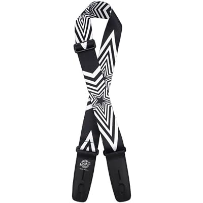 Lock-It 2 Poly Plush Locking Guitar Strap Big Star BlackWhite
