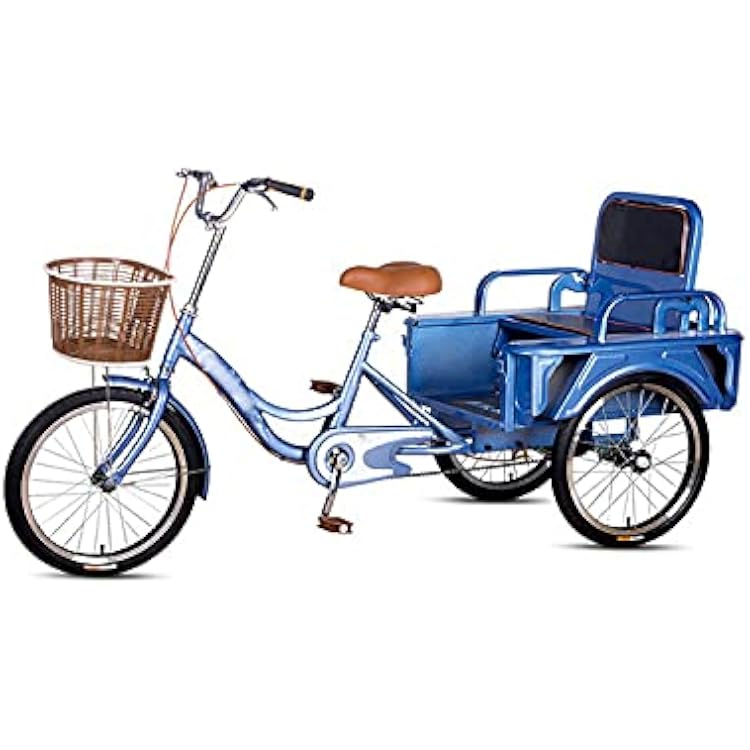 Three Wheel Bike Adult Tricycle 20in Adult Bicycle High Carbon Steel Frame Three Wheel Cruiser Bike with Rear Seat Comfort Bicycles Bike Suitable for The Elderly Cycling Pedalling