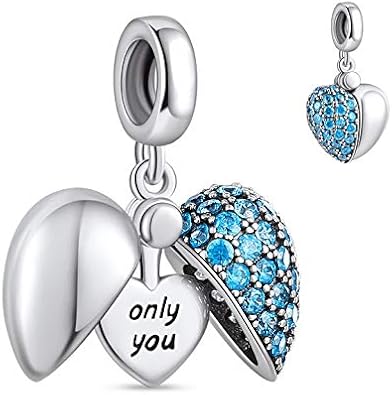 NINGAN I Love You Dangle Charm Love Heart Pendant Bead for Women Wife Girlfriend with 5A Cubic Zirconia for Charm Bracelets 925 Sterling Silver