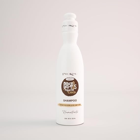 Prokpil Crespos Agua de Coco Shampoo Humectante Libre de Sulfatos | Curly and Wavy Hair Care Sulfate Free (Regular 10.1oz-300mL)