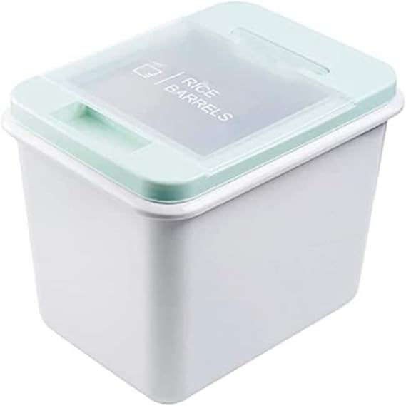 10KG Cereal Dispenser Storage Box,Kitchen Food Rice Grain Container Organizer, Grain Storage Cans Container Jars,Cat Food Bucket,Sealed Clamshell Grain Barrel-Green