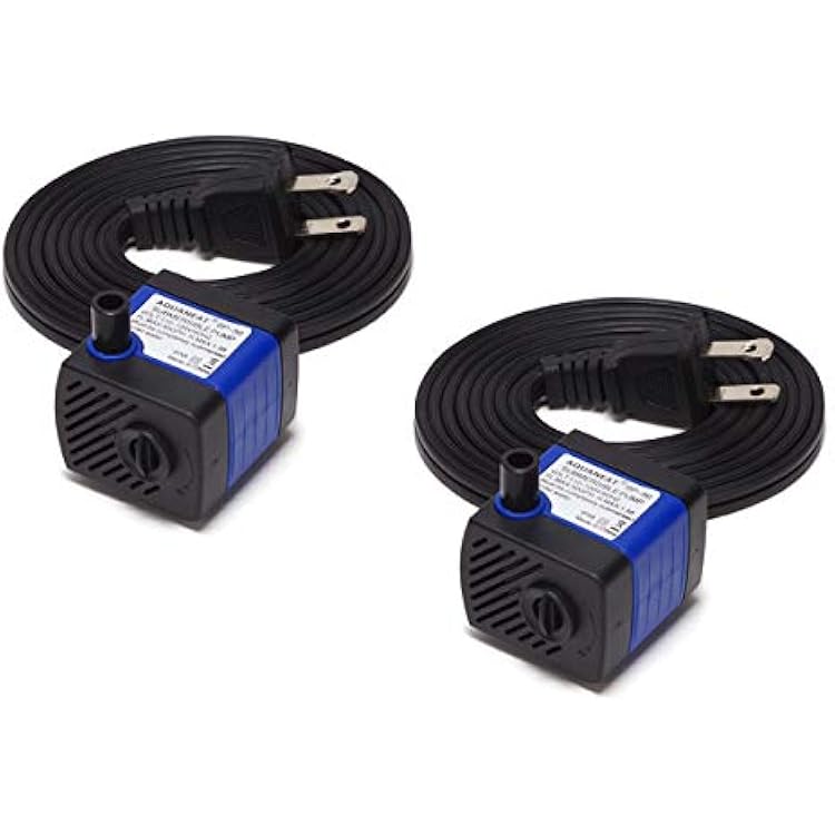 AQUANEAT 2-Pack Small Fountain Pump, 50 GPH Submersible Water Pump for Aquarium Fish Tank, Outdoor Water Fountain, Hydroponics, Pond
