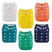 ALVABABY Baby Cloth Diaper 6 Pack with 12 Inserts One Size Cloth Diaper Covers Adjustable Washable Reusable for Baby Girls and Boys
