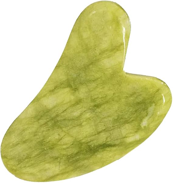 Jade Roller & Gua Sha Set - Face & Neck Massager, Eye Puffiness Treatment, Skin Tightening, Rejuvenate, Natural Green Slimming Massager