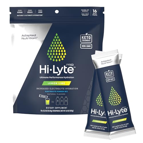 Adapted Nutrition Hi-Lyte Pro Lemon Lime Electrolytes Powder Packets - 16 Individual Drink Packets | Flavored Hydration Packets | Sugar-Free, Zero Carb, Zero Calorie