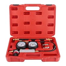 Cylinder Leakage Detector with Dual Pressure Gauges Engine Compression Leakdown Tester Kit for Piston, Valve & Head Gasket Diagnosis, Includes Threaded Test Plugs for 14mm, 18mm, and Sizes