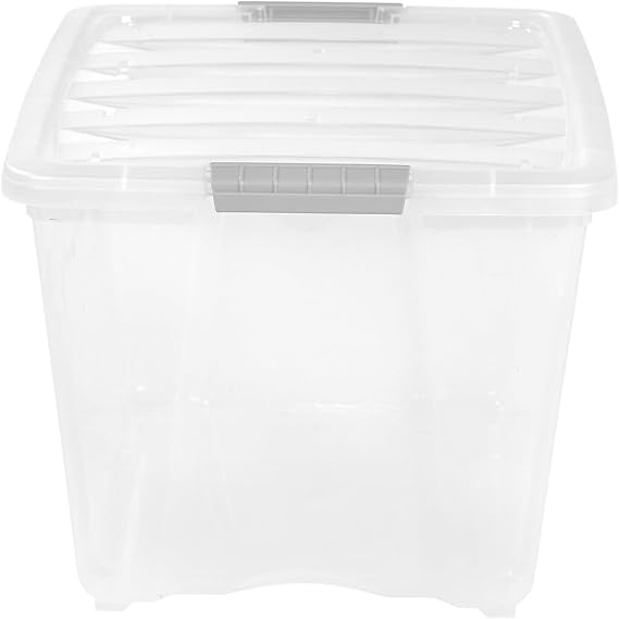 IRIS Stack and Pull Latching Flat LID Storage Box, 13.5 GAL, 22" X 16.5" X 13.03", Clear
