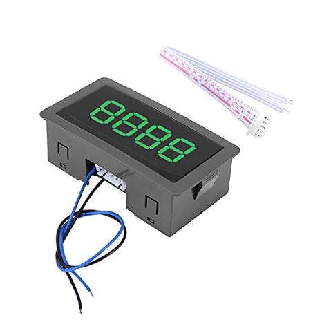 Auto Digital Counter DC LED Digital Display 4 Digit 0-9 Up/Down Plus/Minus Panel Counter Meter with Cable(Green)