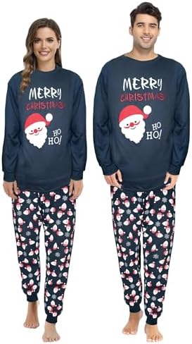 GRPSKCOS Couple Christmas Pajamas Set Matching Xmas Santa Claus PJs Holiday Sleepwear Festival Nightwear for Men Women