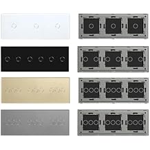 BSEED Triple EU Standard Wall Glass Panel 3/6/9Gang Touch Switch Crystal Panel With Metal DIY Part 228mm