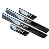 Car Door Sill Scuff Protector, Parts for Ford Focus Escape Fiesta Accessories, Steel with abs Plastic Door Entry Guard Plate Trim Cover, Auto Interior Accessory Kick Panels (for fiesta, black)