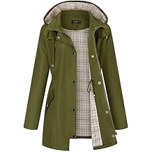 LOMON Women Waterproof Outdoor Hiking Raincoat Women Lined Rain Jacket Lightweight Hooded Jackets Trench Coats