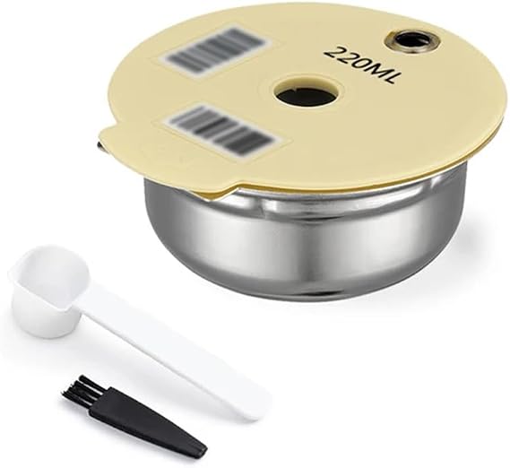 for Tassimo Reusable Coffee Capsules Refillable Coffee Filter Pods,Stainless Steel Coffee Filter with Silicone Lidfor Bosch Tassimo Series Coffee Machine (220ML)