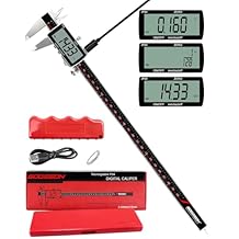 Digital Caliper 12 Inch, 0.001" High Precision, Rechargeable & IP54 Calipers Measuring Tool, Stainless Steel Vernier Caliper 300mm with Large LCD, MM/Inch/F, Rubber Grip for 3D Printing, Machine Shop