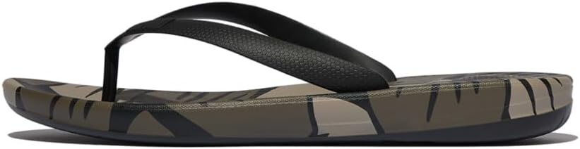 Fitflop Men's Iqushion Mens Leaf-print Ergonomic Flip-flopsFlip-Flop
