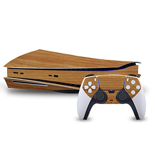 Honey Oak Woodgrain - Air Release Vinyl Decal Mod Skin Kit by System Skins - Compatible with PlayStation 5 Console PS5