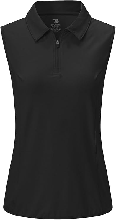YSENTO Women's Sleeveless Golf Shirts Tops Clothes Collared 1/4 Zip Quick Dry Tennis Polo Shirts Apparel