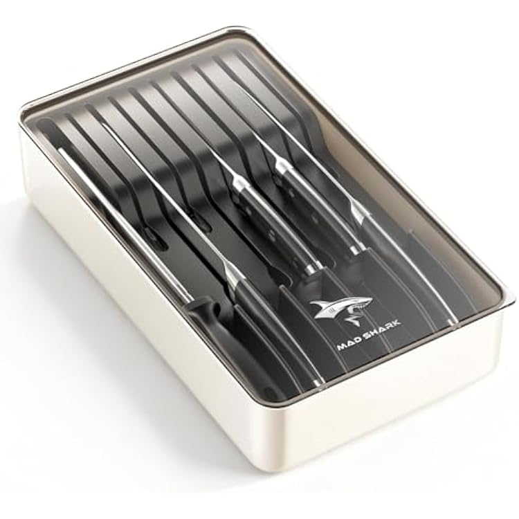 MAD SHARK Knife Set, 17 Pieces Kitchen Chef Knife Set with Block, Precision Forged High Carbon Stainless Steel Ultra Sharp Knives Block Sets, Home Cooking Perfect Cutlery Set Gift Box