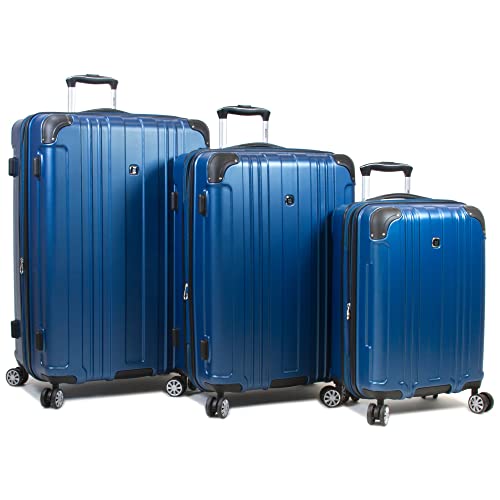 Dejuno Kingsley New Generation Hardside Spinner Luggage, Blue, 3-Piece Set