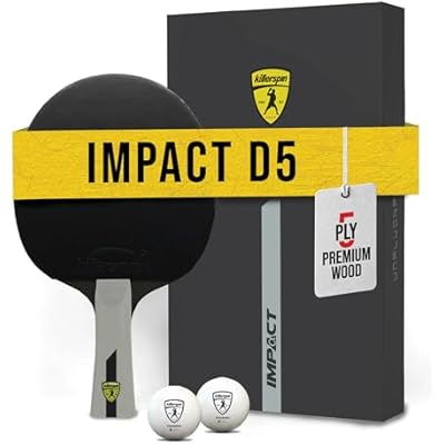 Killerspin Impact Series Table Tennis Paddles - BlackBlack Ping Pong Racket, Table Tennis Equipment for BeginnersIntermediates - Ensures Solid Control and Spin