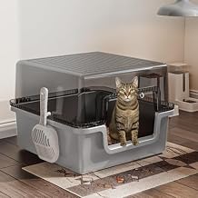 Oneluck XXL Covered Cat Litter Box with Scoop,Easy to Clean,Extra Large Non-Stick Pan for Multi-Cat Households (21" L x 21" W x 16" H)