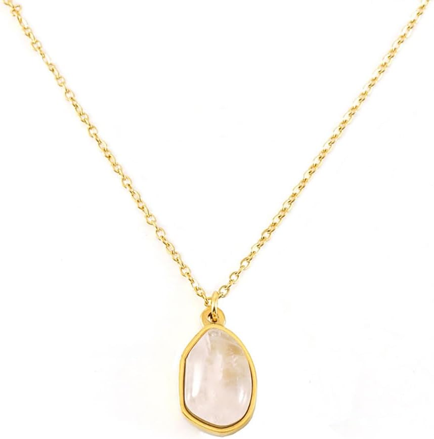 women necklace, 18K gold stainless steel irregular natural stone pendant collarbone chain designed specifically for fashionable women, suitable for various holiday jewelry gifts