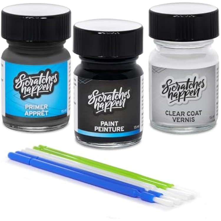 ScratchesHappen Exact-Match Touch Up Paint Kit - Mythos Black Metallic LY9T0E for Audi - Preferred Paint  Clear Coat  Primer