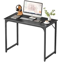 Dopinmin 39.4" Inch Computer Desk, Home Office Desk, Modern Work Desk, Writing Desk for Small Space, Simple Desk, PC Table, Gaming Desk, Space-Saving Workstation, Black