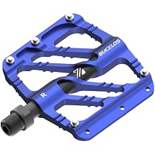 BUCKLOS MTB Flat Pedals Mountain Bike Pedals, 3 Bearings CNC Adult Road Bike Pedals, Bicycle Platform Aluminum Alloy Non-Slip Pedal for Gravel Bike/BMX 9/16"(Black)