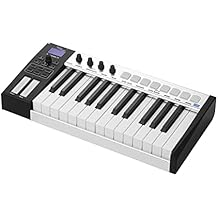 Keyboard Piano 37 Portable MIDI Controller Keyboard Semi-Weighted Keys 8 RGB Backlit Trigger Pads LED Display