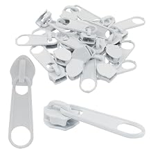 Piutouyar 100 Pack #5 Zipper Sliders Replacement, White Zipper Pulls Bulk for Nylon Coil Zippers Repair Kits for Luggages Jacket Purses Bags