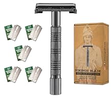 VIKINGS BLADE Safety Razor for Women + 5 Swedish Steel Blades. Quick Release Head, Double Edge. Smooth, Reusable, Recyclable (Model: Eva)