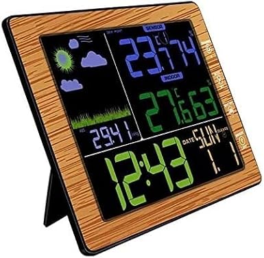Wood Grain Weather Station Barometer Thermometer Hygrometer Wireless Sensor LCD Display Weather Forecast Digital Alarm Clock