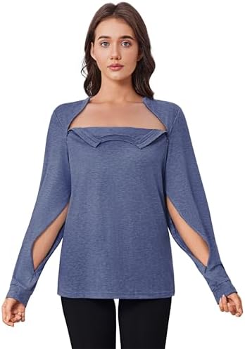 Deyeek Chemo Shirts for Port Access Women Long Sleeve Shoulder Post Surgery Shirt Dialysis Sweatshirts with Arm Zipper