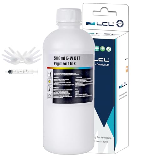LCL Premium DTF White Ink 500ML-DTF Transfer Ink for PET Film Refill for DTF Printers ET-8550 XP-15000 L1800 L805 R1390 R2400 Heat Transfer Printing Direct to Film 500ml x 1 1White