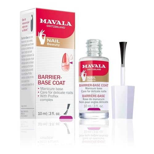 MAVALA Base Coat, Barrier for Sensitive, Delicate, and Dry Nails | Prevents Dehydration, Splitting and Breaking | Keratin, Calcium, and Silk Amino Acids Complex, 0.3 Fl Oz