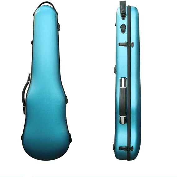 Vetimobato Violin Case for 4/4 & 3/4 Size Carbon Fiber Hard Shell Fiddle Case with Adjustable Magic Fastener, 2 Bow Holder Lightweight & Protective Travel Violin Box for Student & Adults (Blue)