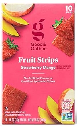 Flavor Fusion Fruit Strips Fruit Leathers Healthy Snack Made with Real Fruit Puree Concentrate Good and Gather 10 Strips (Strawberry Mango)