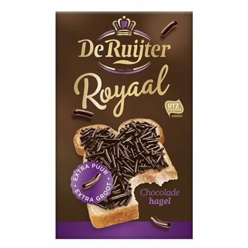 De Ruyter Chocoadehagel XL supersized sprinkles - Royale Dark Chocolate 43% Cacao Chocolate Sprinkles XL Dark Chocolate 14 Oz. by De Ruijter