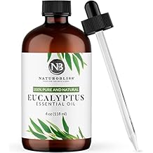 NaturoBliss Essential Oil with Glass Dropper - 100% Pure and Natural - Essential Oils for Diffuser, Aromatherapy, Soap and Candle Making, Eucalyptus Essential Oil, Eucalyptus Oil, 4 Fl Oz