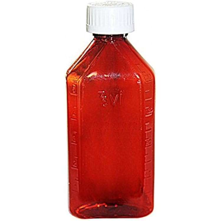 AmexDrug Pharmacy Bottle - Oval Plastic Bottle - 4 oz - Amber - Child Resistant Caps - 12 pcs Medicine Bottle, Prescription Bottle, Liquid Medicine