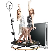 360 Photo Booth Machine for Parties with Flight Case,Chacktok VIP,RGB Strip Light,Software APP Remote,Automatic 360 Spin Camera Video Booth for 2-4 People (68cm 26.8'')