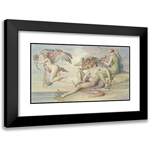 ArtDirect Bonaventura Genelli 18x12 Black Modern Frame and Double Matted Museum Art Print Titled - Allegory on an Artist