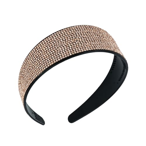 Sparkly Rhinestone and Diamond Headband - Shiny Crystal, Glitter, Wide Fashion Jeweled Hair Accessory for Women and Girls
