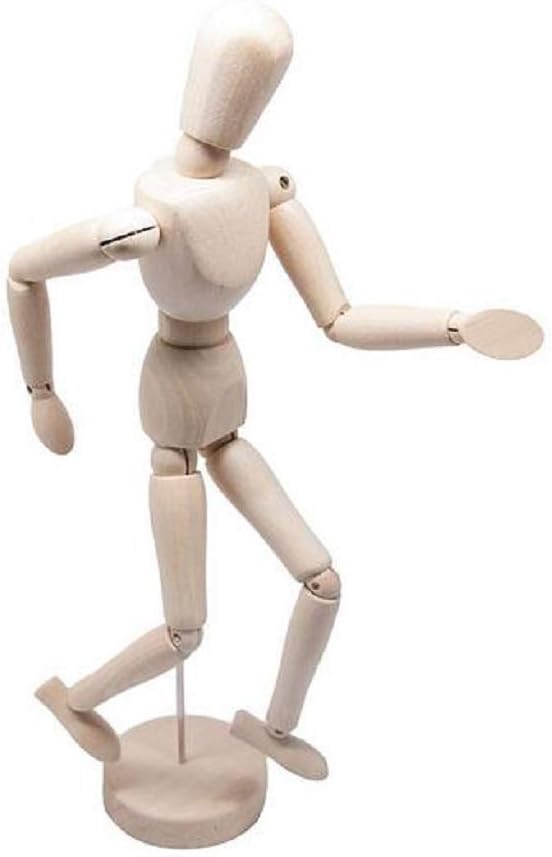 Wooden Man Movable Wood Joint Hand Model Wooden Joint Person Male and Female Children Wooden Hand Crafts by Candora (4.5in/11cm)